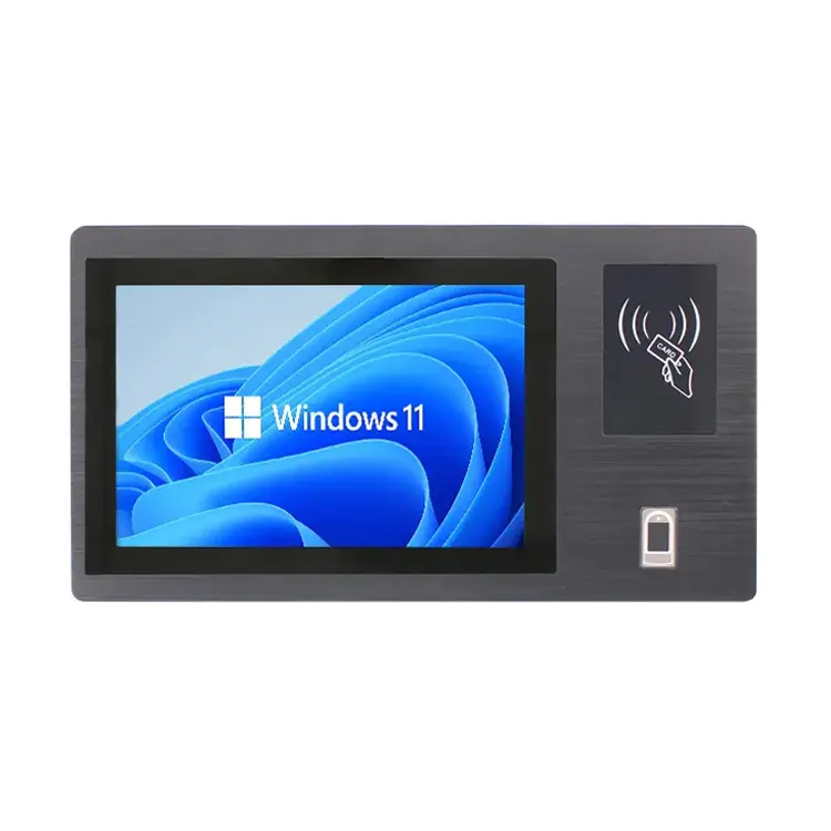 7 10 12 นิ้ว Windows แผงสัมผัส PC อุตสาหกรรม All In One PC พร้อมเครื่องสแกนลายนิ้วมือเครื่องอ่าน RFID แบบบูรณาการบนแผงด้านหน้า