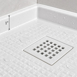Base de douche d'angle en diamant blanc massif Glasstone, prête à poser, 3 côtés, rebord de carrelage de 1 pouce, série <span class=keywords><strong>GTA</strong></span> - Product Image 2