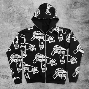 Custom All over Print Hoodie Factory French Terry Graphic Hoodie Sport Men Full Zip up Hoodies