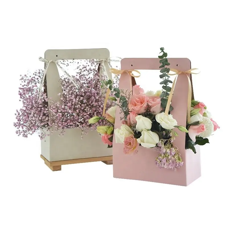 Custom Design Printing Mode Blumen verpackungs box mit Griff Blume zum Mitnehmen dekoriert das Laden geschäft Hotel haus
