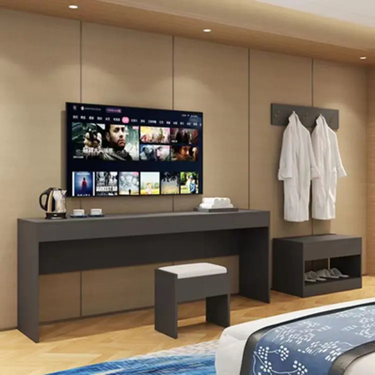 Ensemble de chambres d'hôtel modernes de haute qualité, meuble en bois, meuble Tv