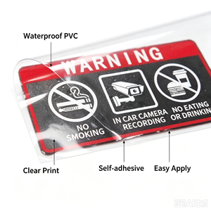 Autocollant d'avertissement pour taxi, résistant à l'eau, respectueux de l'environnement, interdiction de fumer, interdiction de manger et de boire dans la voiture avec enregistrement par caméra, PVC transparent - Product Image 3