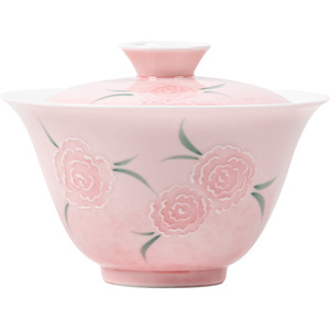 Pink Glazed Floral Ceramic Gaiwan With Lid Porcelain <b>Tea</b> Bowl For Kung Fu <b>Tea</b> <b>Set</b> Afternoon <b>Tea</b> - Product Image 5