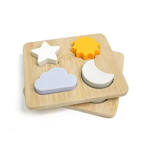 Baby Soft Nesting Sorting Star Shape Teether Puzzle Platter Stacking Kids Toys Chewing Block Silicone Teething Toys