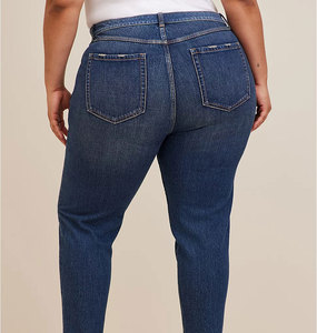 جينز نسائي بمقاسات كبيرة، بنطلون جينز ضيق مخصص للنساء بخصر متوسط، مصنوع من السباندكس/القطن المغسول، متوفر بالجملة - Product Image 4