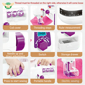 Kit de couture pour débutants, jouets pour enfants, ensemble de jeu d'imitation, jouets pour filles, mini <span class=keywords><strong>machine</strong></span> à coudre électrique - Product Image 3