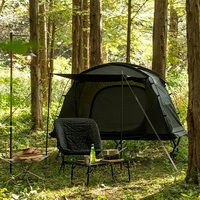Tente de camping individuelle OEM imperméable avec revêtement argenté occultant, poteaux en aluminium, pour glamping solo
