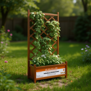 D0100H5S1XT Fioriera a traliccio in legno massello 6 piedi, recinzione da giardino per esterni, rettangolare, stile elegante, abete marrone - Product Image 2