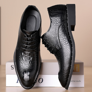 Nieuwe trendy herenschoenen met veters, luxe stijl, slijtvast, veelzijdig, spitse neus, bruidsschoenen - Product Image 4