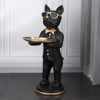 Décoration moderne abstraite pour la maison, Sculpture artisanale en résine, Figurine de bouledogue français, ornements de sol de chien de serveur, vente en gros