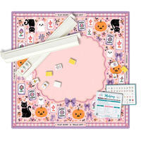 Tapis de table de mahjong rose de Noël en boue de diatomée absorbante, portable, imperméable, antidérapant, pour 4 joueurs, idéal pour les réunions de famille