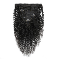 Extensions de cheveux Afro crépus bouclés à Clip 4C, Extensions de cheveux indiens crus vierges du Vietnam 100%