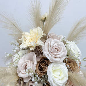 Artificial Factory Wholesale Customized Pampas Purple White Rose for Wedding Centerpieces & <b>Table</b> Decorations - Product Image 3