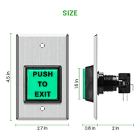 Botón de Salida para Sistema de Control de Acceso NO.NC.COM, Liberación de Puerta 12-24VDC, Acero Inoxidable, LED Verde, Montaje en Pared