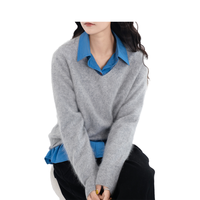 Prix du fabricant 100% Cachemire Col en V Solide Pull en Tricot Super Doux pour Femmes
