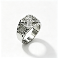 Bague Hip Hop large et massive pour homme, micro-pavée de zircon carré, en laiton plaqué platine, bague statement