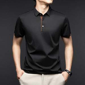 Polo a Maniche Corte da Uomo Estate 2024 Bianca Business Casual Elasticizzata Senza Stiratura con Colletto - Product Image 4