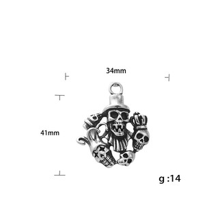 Yunnique Collier pour homme en acier inoxydable avec pendentif crâne de clown, design squelette rétro 190145 - Product Image 5