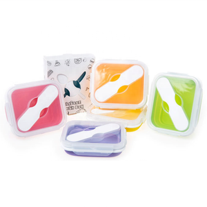 Household Eco Friendly Portable Foldable Silicone Bento Lunch <b>Box</b> With Spoon Silicone Food Bowl Food Storage <b>Container</b> <b>Box</b> - Product Image 6