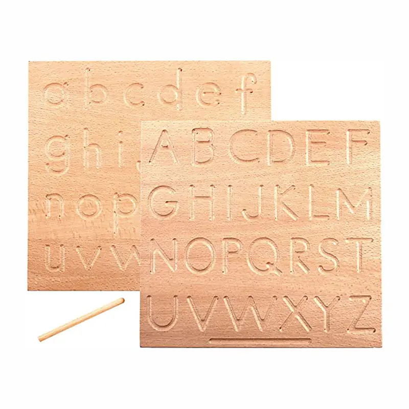 Outil de traçage de l'alphabet Double face apprendre à écrire ABC jouet éducatif jeu fin Montessori lettres en bois planche de pratique