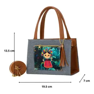 Borsa a Tracolla Vintage Mayra Blue Fana con Dettaglio Nappa, Materiale PU, Chiusura a Cerniera, Fodera in Poliestere per Uso Quotidiano Femminile - Product Image 3