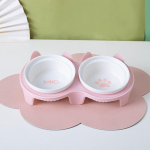 Cuencos Dobles de Cerámica para Gatos, Cuenco de Agua con Protección para el Cuello, Cuenco Elevado con Boca Inclinada para Comida y Agua, Suministros para Mascotas - Product Image 4