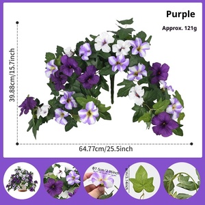 Flores artificiales de gloria de la mañana, flores de imitación colgantes de glicinia, cesta colgante de plantas, <span class=keywords><strong>petunias</strong></span> para decoración de jardines al aire libre - Product Image 6