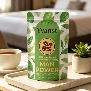 Man Power Chocolate Caliente con Café, Fórmula Suave para el Cuidado Interior, Granos de Cacao 100g, Bebida Energética Diaria para el Bienestar Masculino, OEM, Marca Privada - Product Image 3