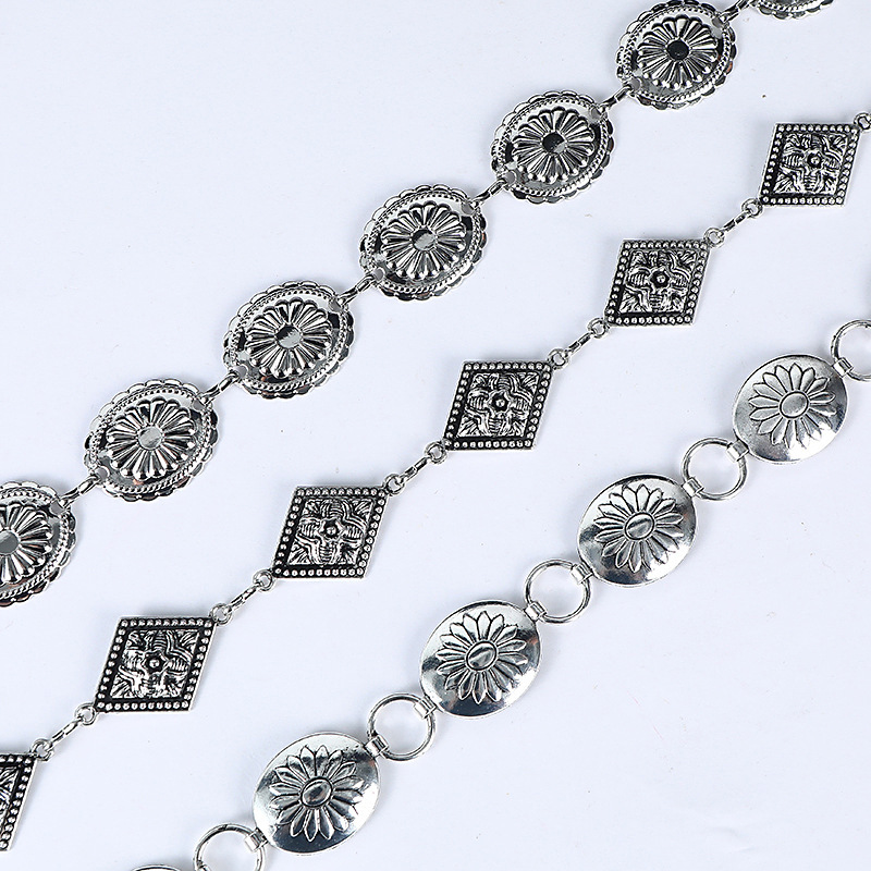 Western Metal Concho Belt for Women Cowgirl Chain Belt 115  display picture 2