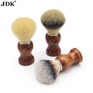 JDK Rasage humide Brosse à cheveux synthétiques <span class=keywords><strong>Rasoir</strong></span> sûr <span class=keywords><strong>avec</strong></span> manche en bois pour crème et savon Outils de salon - Product Image 2