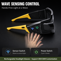 Lampe de sécurité à induction rechargeable pour lunettes de protection, lampe LED pour travaux d'entretien avec protection oculaire, indice IP44, jaune et noir, pour réparation automobile