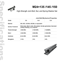 Vis de fixation haute résistance M24 135/145/150 avec écrou et rondelle à ressort, conformes à la norme chinoise GB