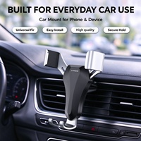 Support de téléphone pour grille d'aération de voiture, support à gravité, fonctionnement à une main, design triangulaire, port de charge ABS pour appareils de 4 à 7 pouces
