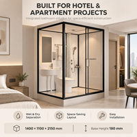 Unité de salle de bain préfabriquée modulaire YEETE - Cabine de douche prête à l'emploi avec porte coulissante et receveur en acrylique pour projets hôteliers