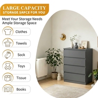 Commode à 4 tiroirs sans poignées BURAN Nordic en bois gris mat, unité de rangement pour chambre à coucher, armoire moderne minimaliste