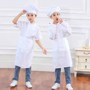Tablier de chef réglable pour enfants, garçons et filles, avec 2 poches pour Halloween, costume uniforme blanc, costumes de jour de carrière - Product Image 2