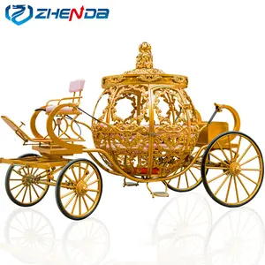 used Victoria wedding horse carriage/special transportation/sightseeing gold color horse carriage