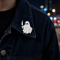 Pendentifs breloques personnalisés en métal émaillé argenté pour Halloween, en alliage de zinc, motifs fantôme, citrouille, chauve-souris, sorcière, château, tendance, pour les fêtes