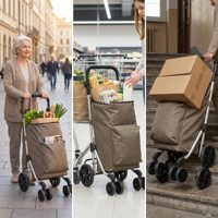 Chariot de courses pliable en aluminium à 6 roues, chariot de supermarché pliable, chariot utilitaire portable pour la vente au détail et en gros