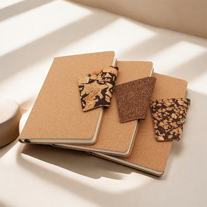 New A5 Business Planner, Gift <b>Set</b> Leather Paper Cover Custom Logo Printing Thread Sewing Coffee Grounds Cork Buckle <b>Notebook</b>/ - Product Image 1