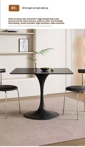 Modern and Simple Rock Plate Dining <strong>Table</strong> and Chair Set Full Rock Plate Tabletop Writing and Working Desk <strong>Stable</strong> Anti-toppling - Product Image 4