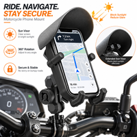 Support de téléphone pour moto à 8 griffes, antichoc, anti-vibration, fixation sur guidon avec pare-soleil, antivol, réglable à 360°