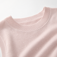 Haut en tricot fin rose pour femmes, col rond, manches courtes, fabricant sur mesure