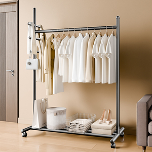 Petits portants à vêtements pour suspendre les vêtements, portant à vêtements avec roulettes, séchoir à linge portable sur roulettes, noir - Product Image 2