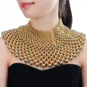African Handmade Fashion Chunky Necklaces Women Jewelry Bib Beaded Collar Choker Pearls Charms Necklace