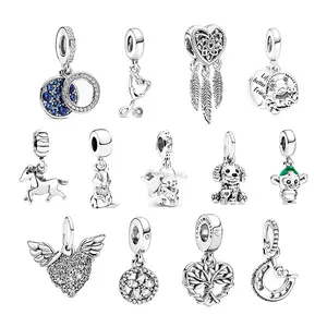 2023 New 925 Sterling Silver Heart Charms Mum Dangle Dream catcher beads Fit Original Pan charms Bracelet DIY Jewelry For Women