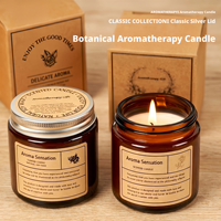 Vela Aromática de Cera de Soja en Frasco de Vidrio Ámbar, Vela Botánica de Aromaterapia, Decoración para el Hogar, Regalo de Cumpleaños o Festividades, Venta al Por Mayor