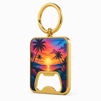 Porte-clés décapsuleur carré personnalisé en alliage de zinc, léger et tendance, avec sublimation photo, logo personnalisé, directement de l'usine