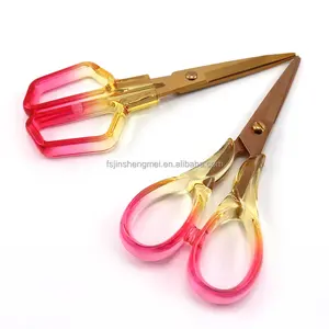 Nordic Rose Golden Stainless Steel Tailor's Scissors Smooth Edge Transparent Acrylic Kitchen Scissors Embroidery Paper Cutting