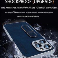 Nouveau Design Invisible Doigt Anneau Titulaire En Cuir Téléphone Cas pour IPhone 13 12 11 15ProMax 14 16Plus Lentille Film Protection Couverture